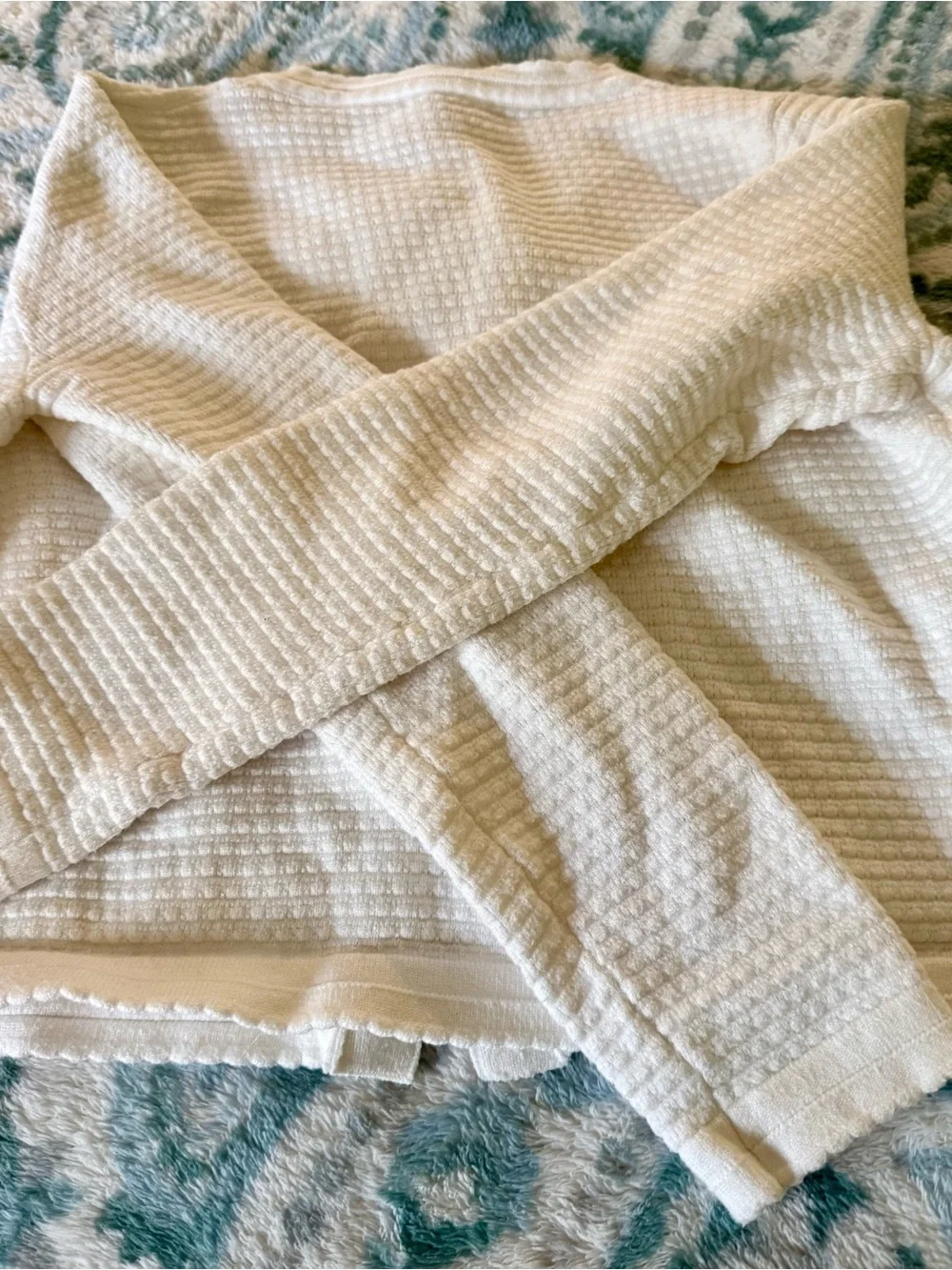 Sioni Ivory Textured Pearl-Button Cardigan